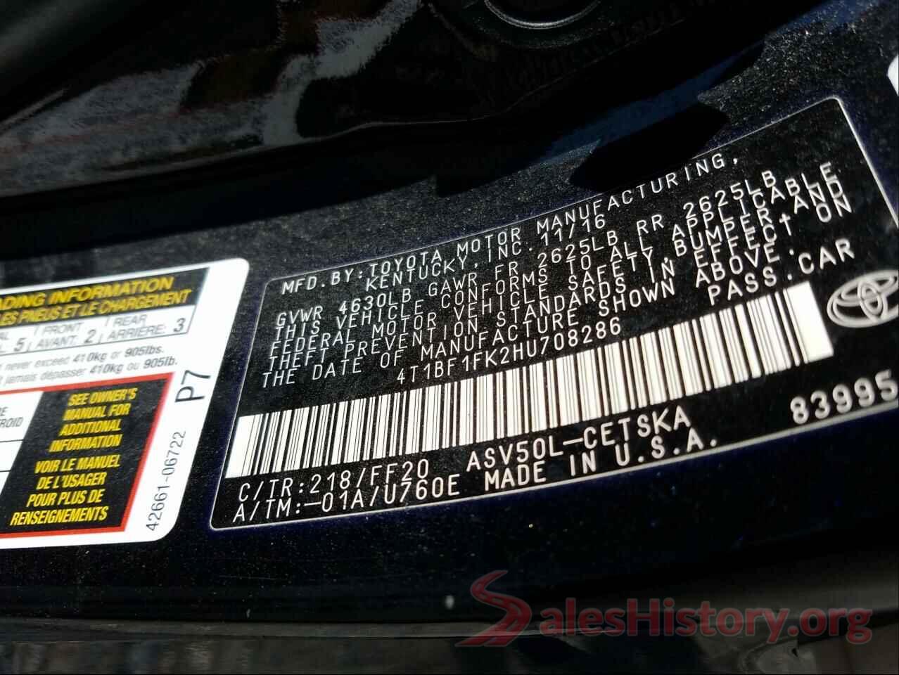 4T1BF1FK2HU708286 2017 TOYOTA CAMRY