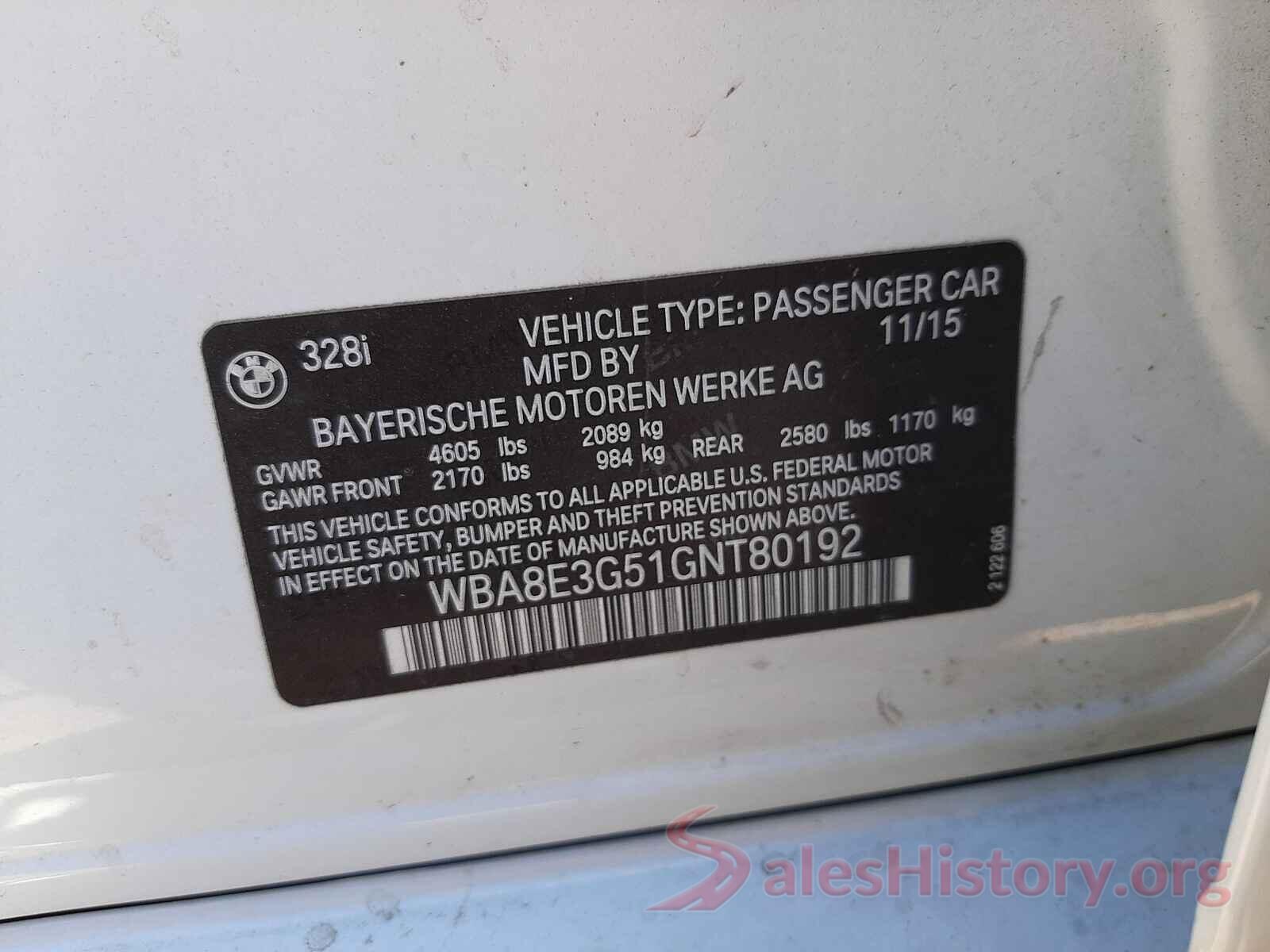 WBA8E3G51GNT80192 2016 BMW 3 SERIES