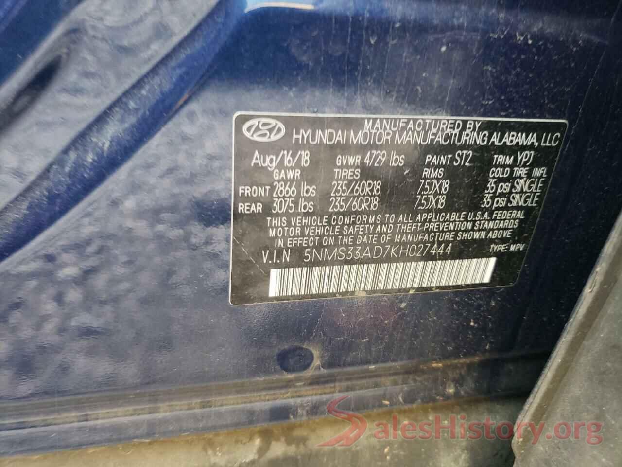 5NMS33AD7KH027444 2019 HYUNDAI SANTA FE