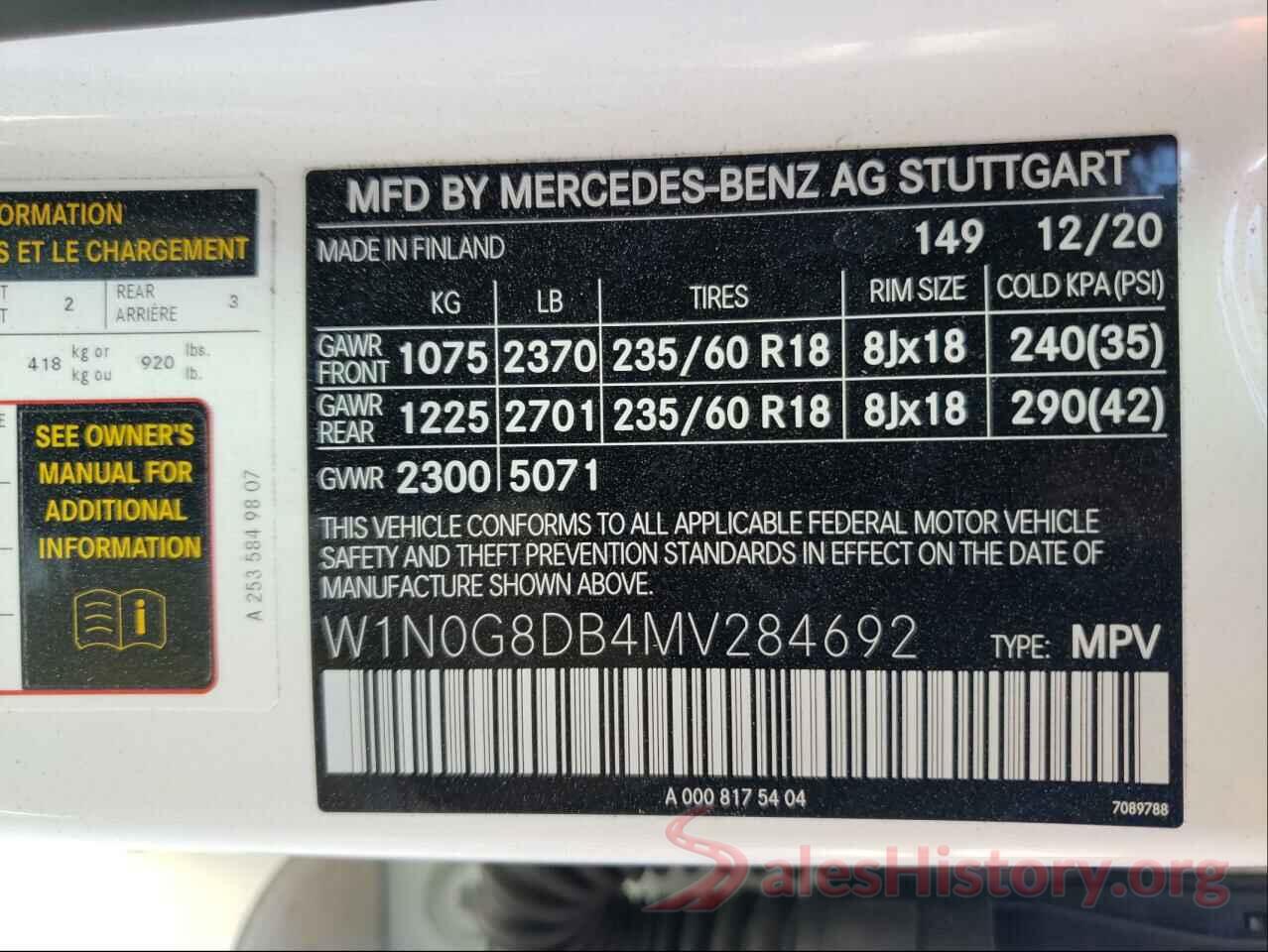 W1N0G8DB4MV284692 2021 MERCEDES-BENZ G CLASS