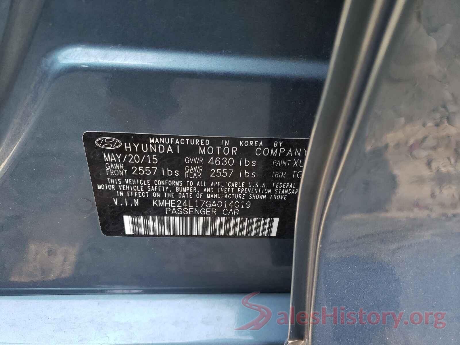 KMHE24L17GA014019 2016 HYUNDAI SONATA