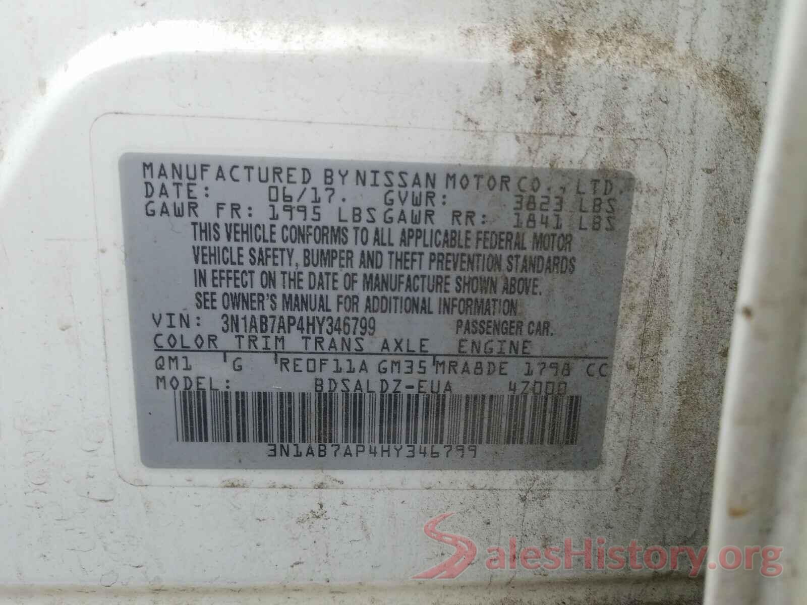 3N1AB7AP4HY346799 2017 NISSAN SENTRA