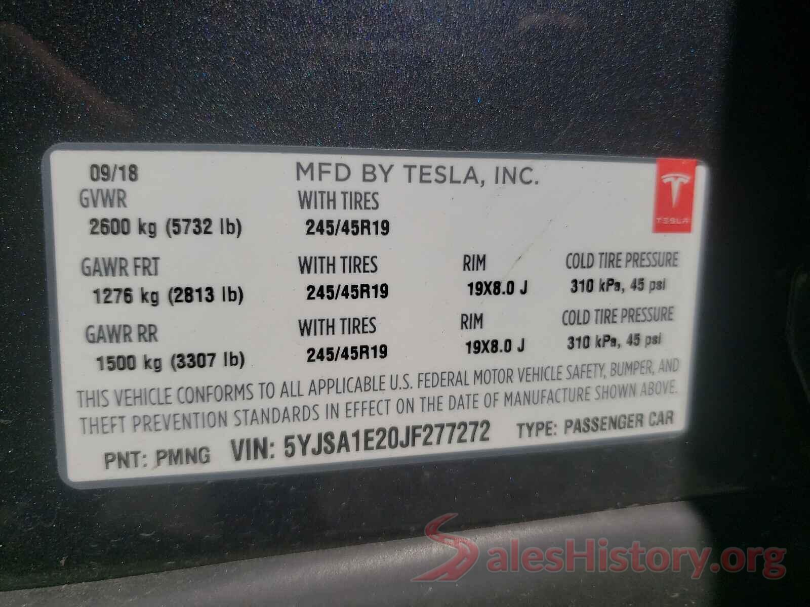 5YJSA1E20JF277272 2018 TESLA MODEL S