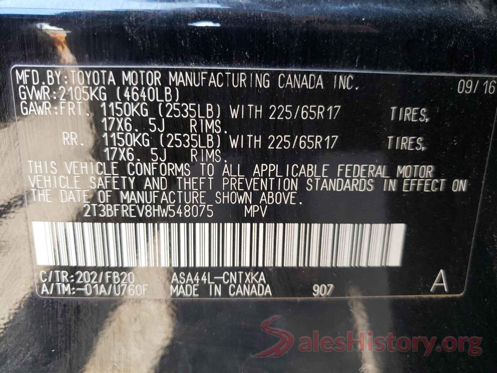 2T3BFREV8HW548075 2017 TOYOTA RAV4