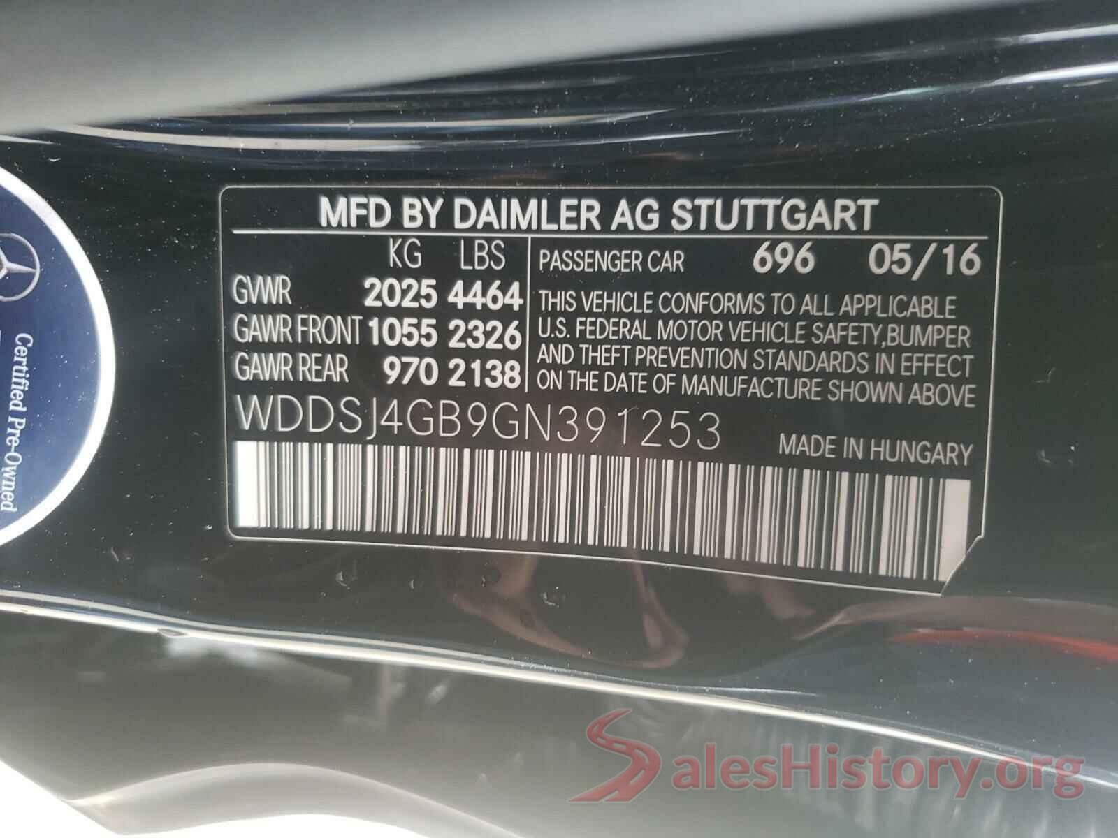 WDDSJ4GB9GN391253 2016 MERCEDES-BENZ CLA-CLASS