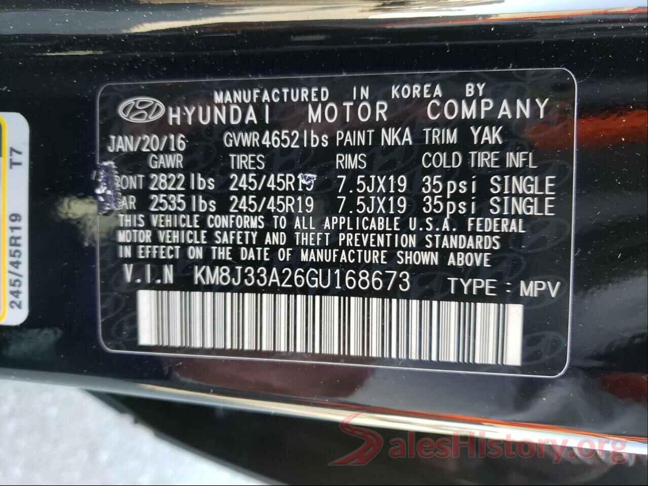 KM8J33A26GU168673 2016 HYUNDAI TUCSON