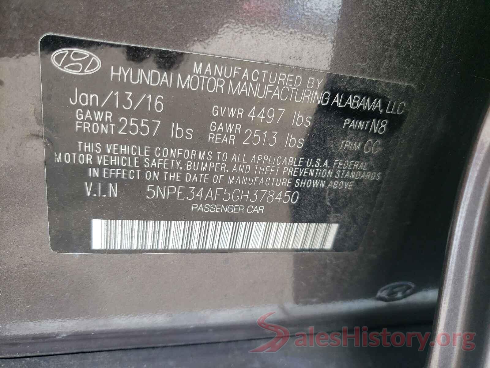 5NPE34AF5GH378450 2016 HYUNDAI SONATA