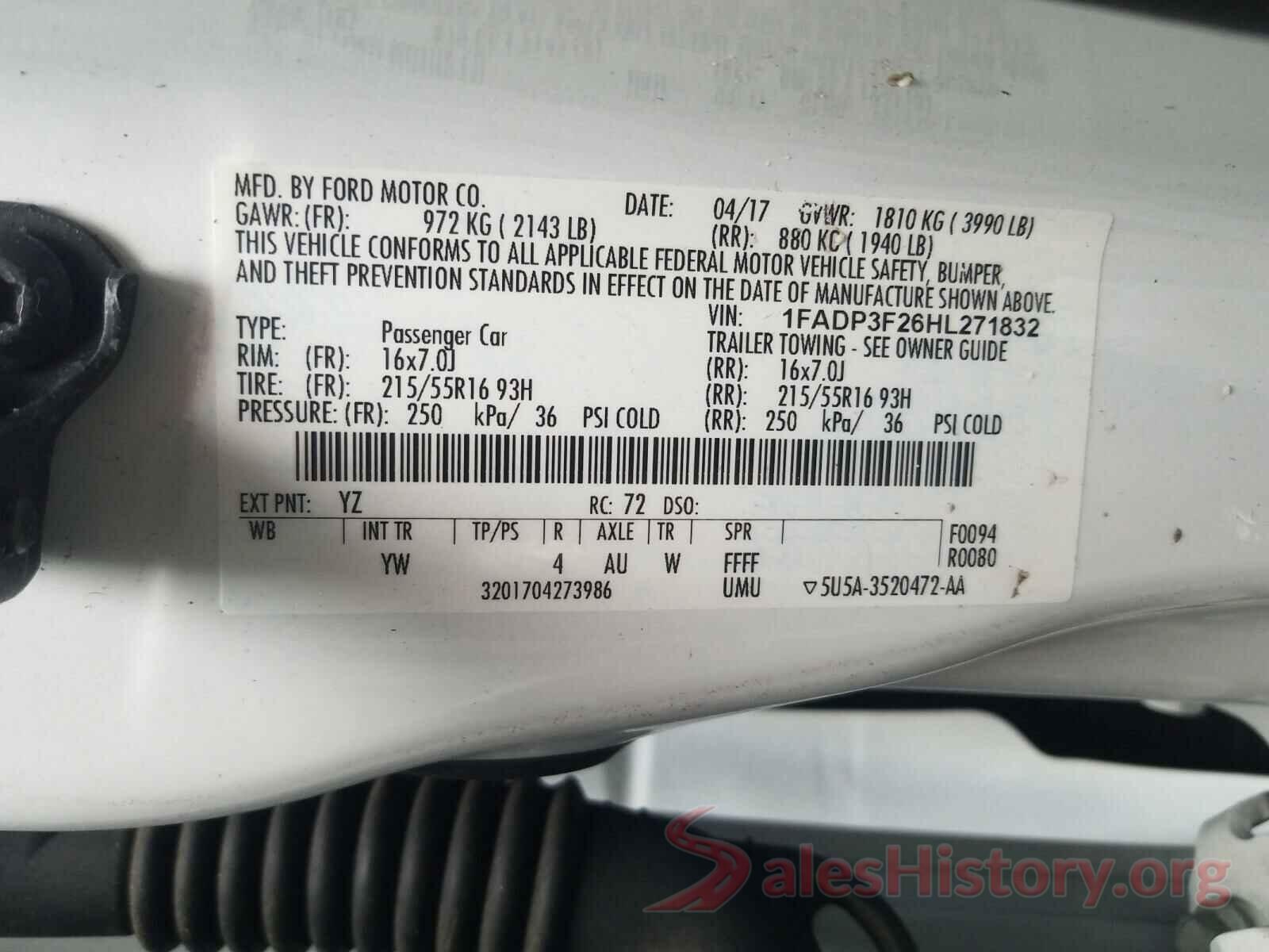 1FADP3F26HL271832 2017 FORD FOCUS