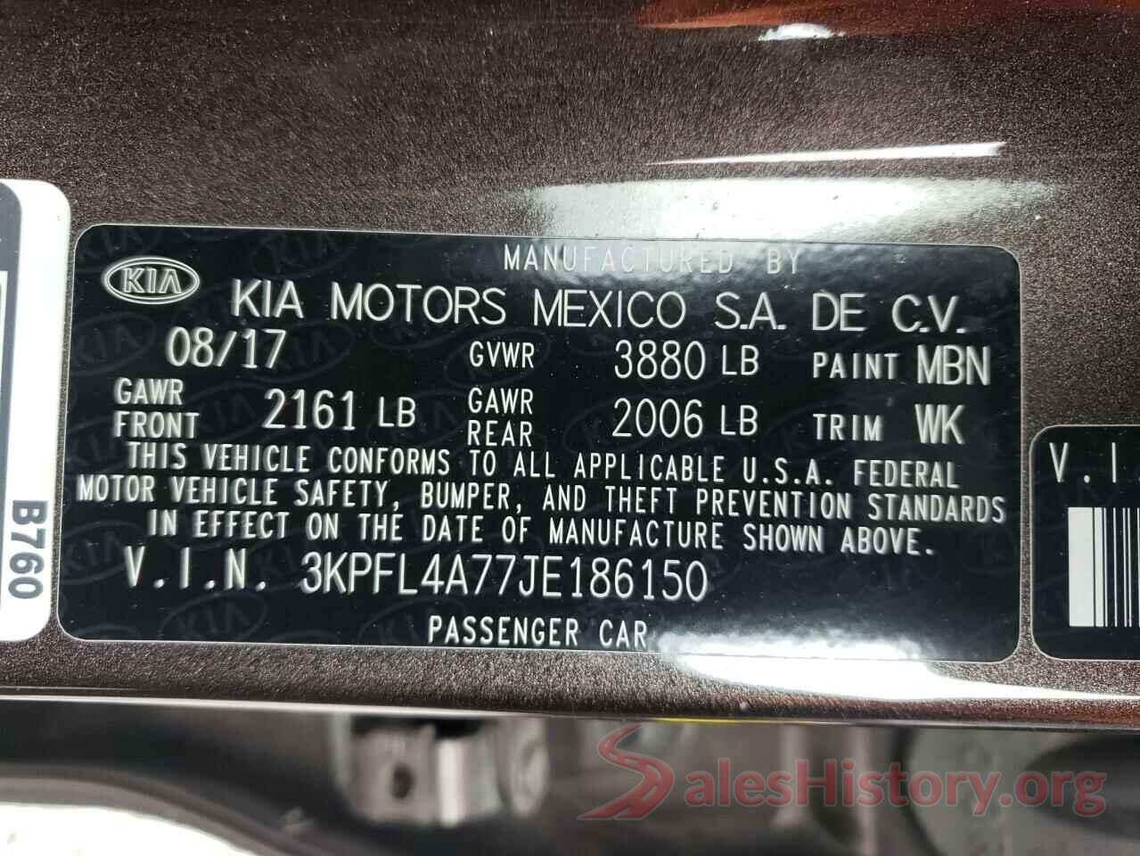 3KPFL4A77JE186150 2018 KIA FORTE