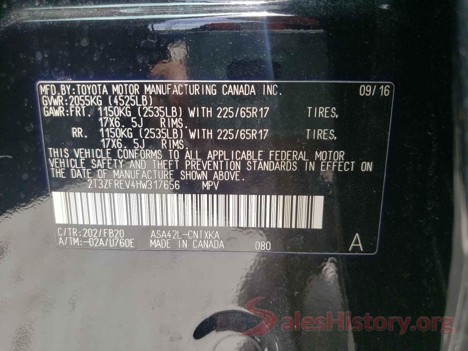 2T3ZFREV4HW317656 2017 TOYOTA RAV4