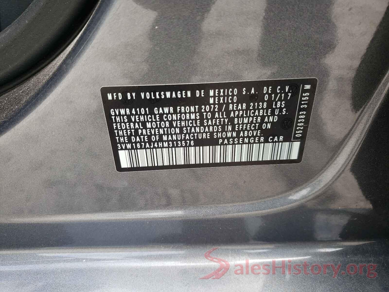 3VW167AJ4HM313576 2017 VOLKSWAGEN JETTA