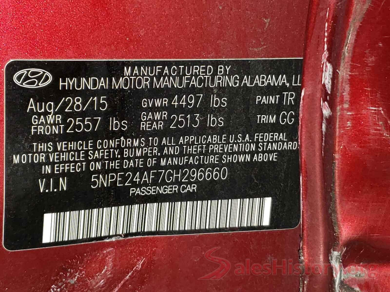 5NPE24AF7GH296660 2016 HYUNDAI SONATA