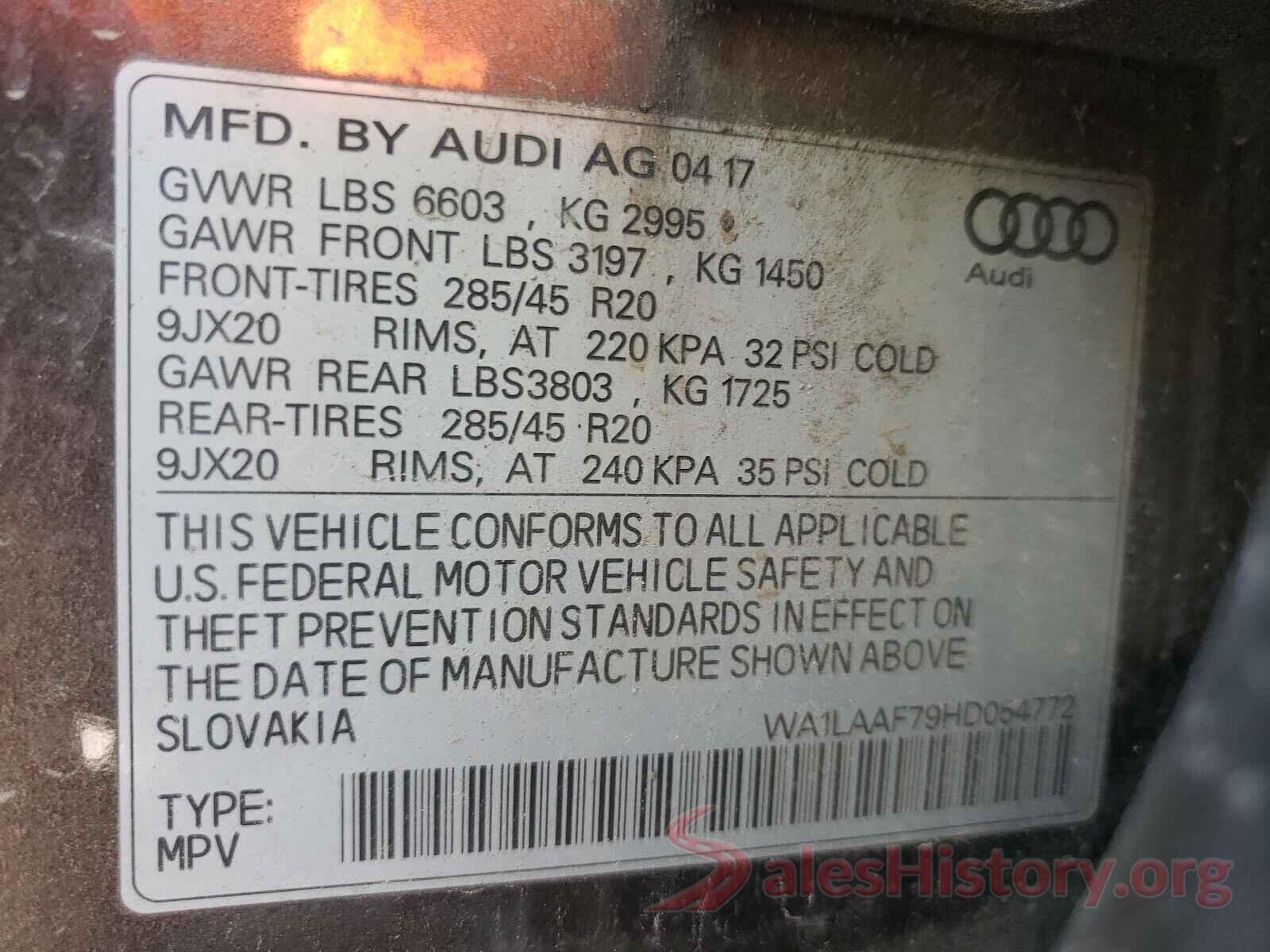 WA1LAAF79HD054772 2017 AUDI Q7