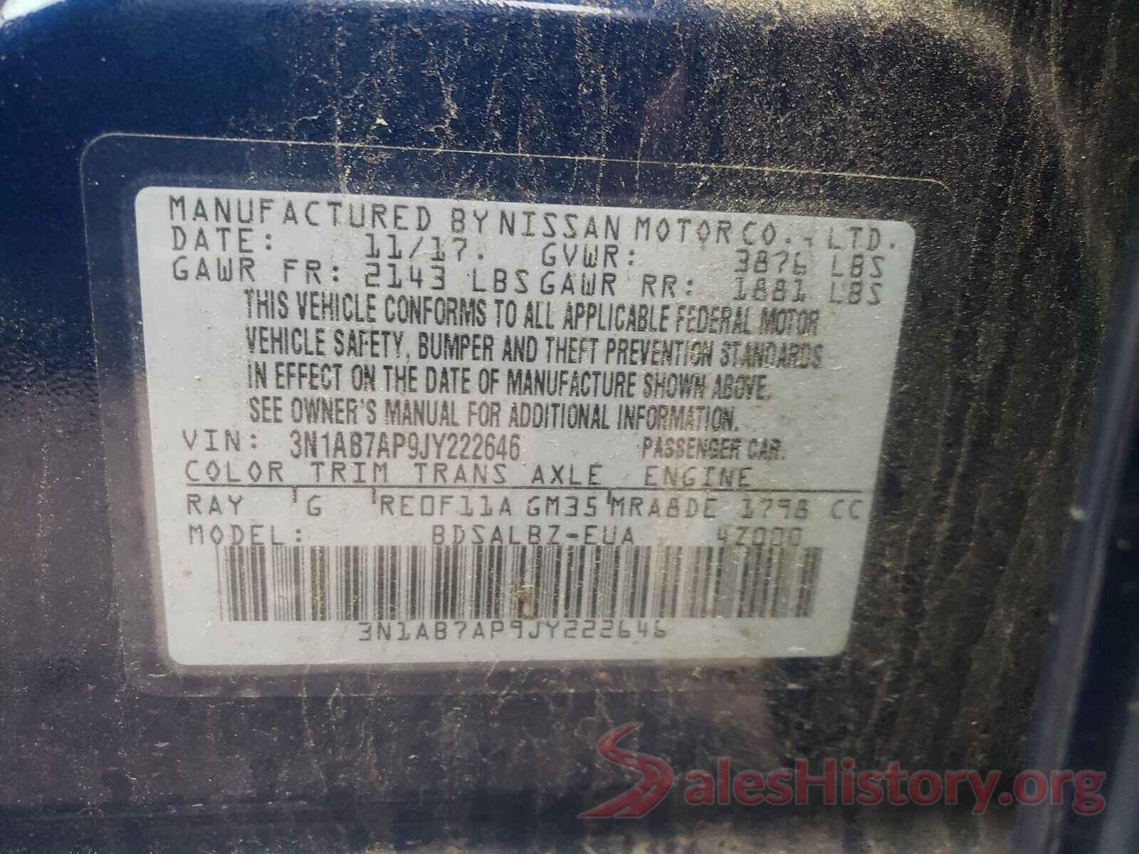 3N1AB7AP9JY222646 2018 NISSAN SENTRA