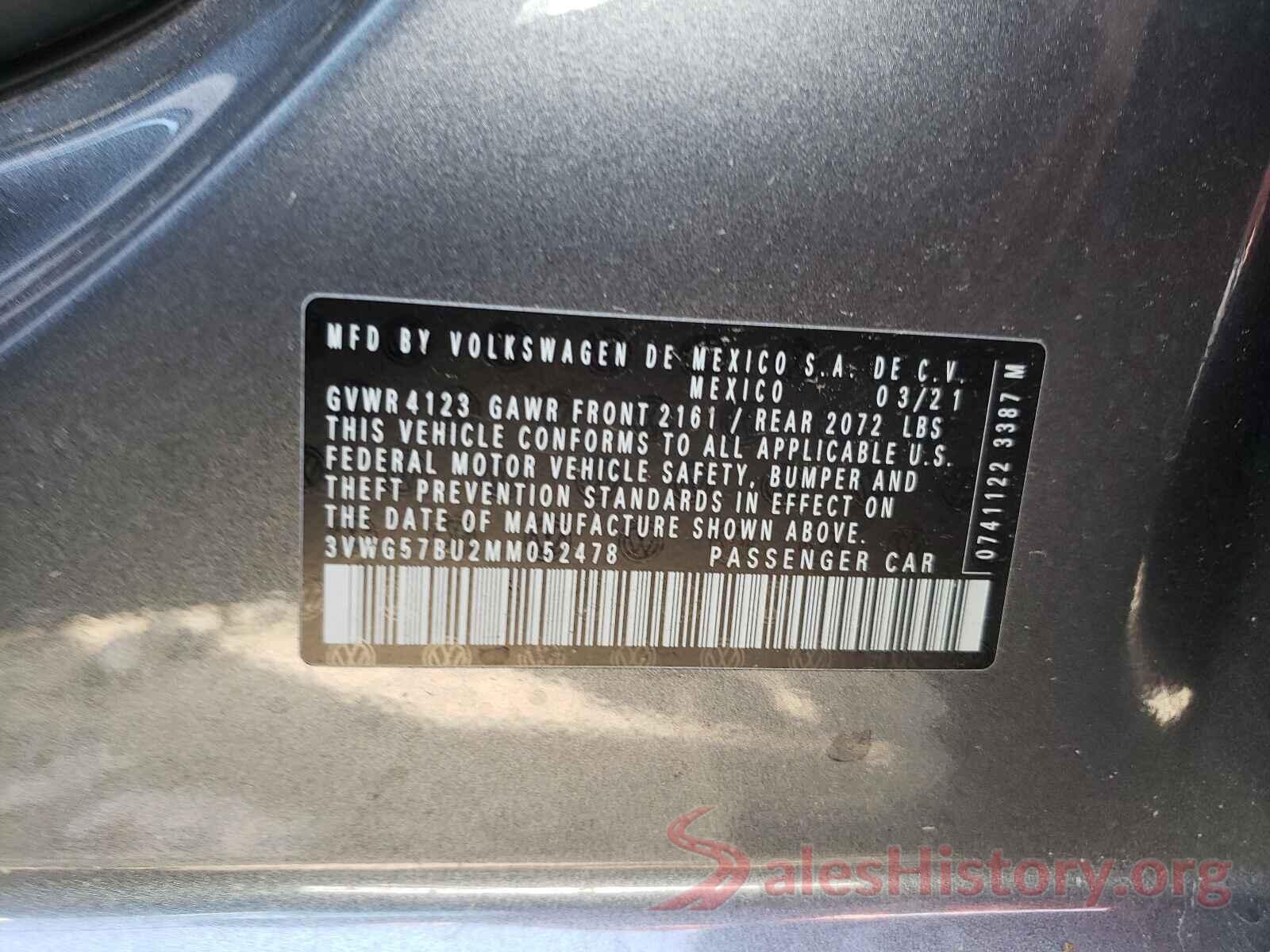 3VWG57BU2MM052478 2021 VOLKSWAGEN JETTA