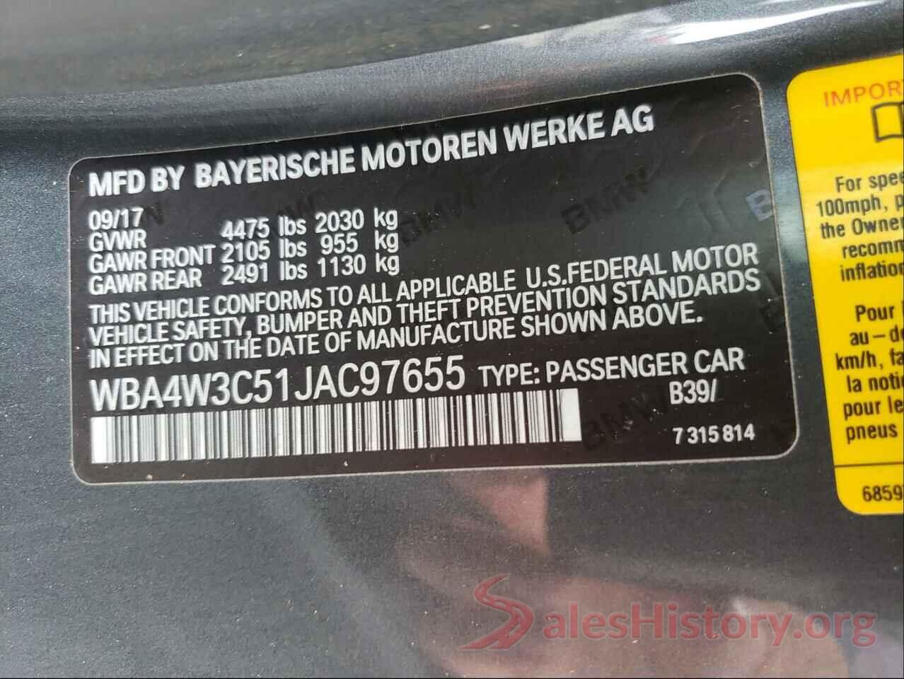 WBA4W3C51JAC97655 2018 BMW 4 SERIES