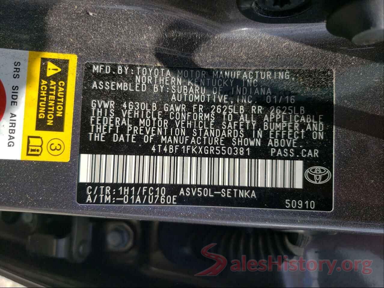 4T4BF1FKXGR550381 2016 TOYOTA CAMRY