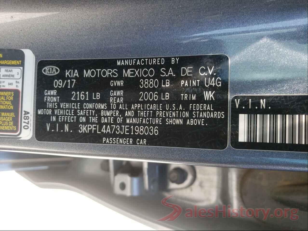 3KPFL4A73JE198036 2018 KIA FORTE