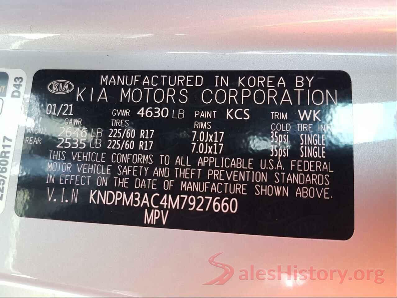 KNDPM3AC4M7927660 2021 KIA SPORTAGE