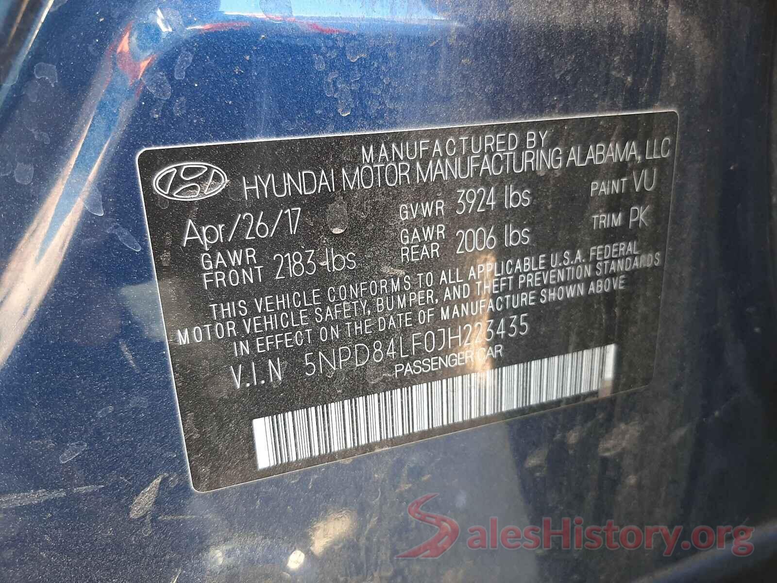 5NPD84LF0JH223435 2018 HYUNDAI ELANTRA