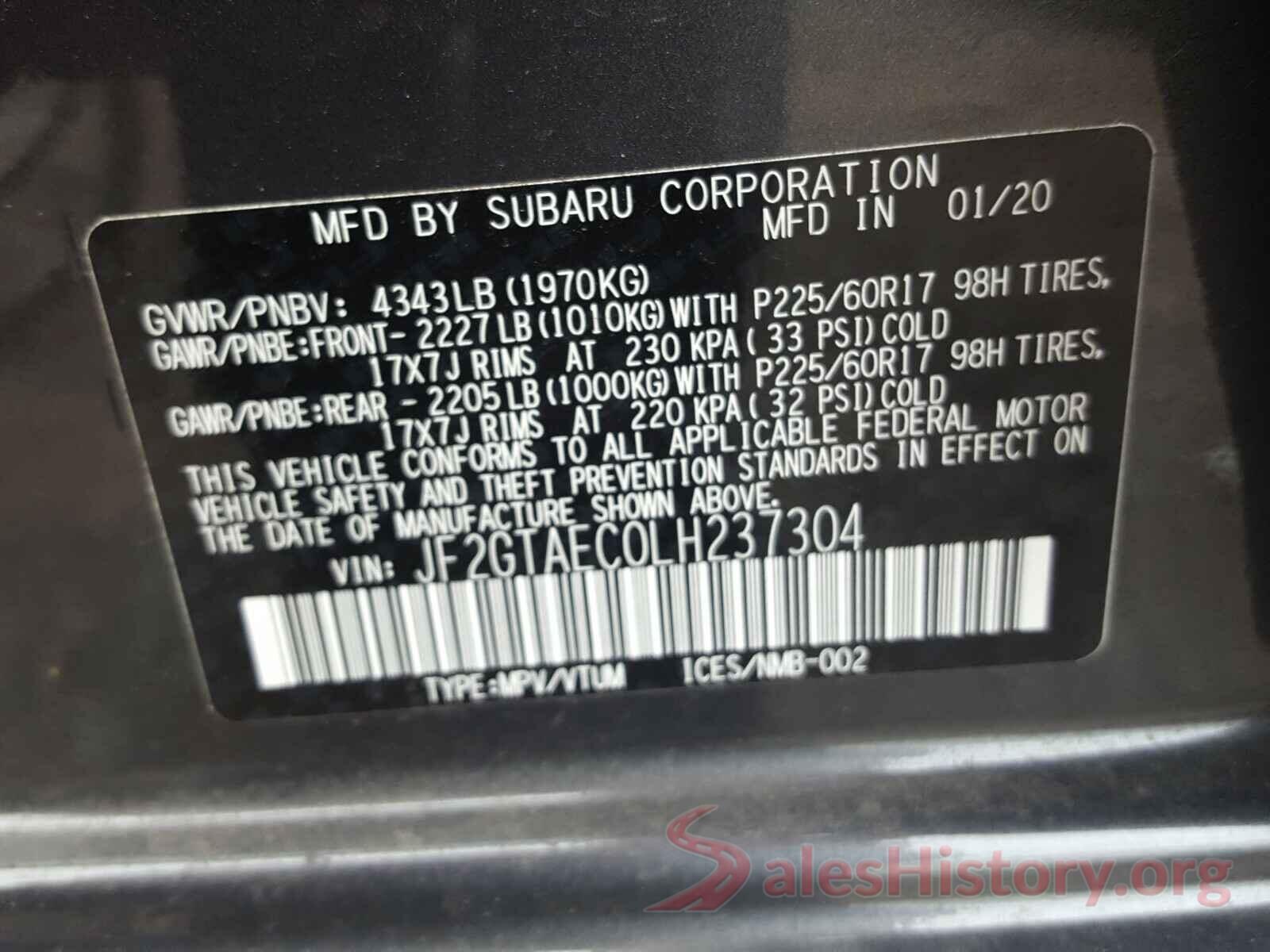 JF2GTAEC0LH237304 2020 SUBARU ALL OTHER