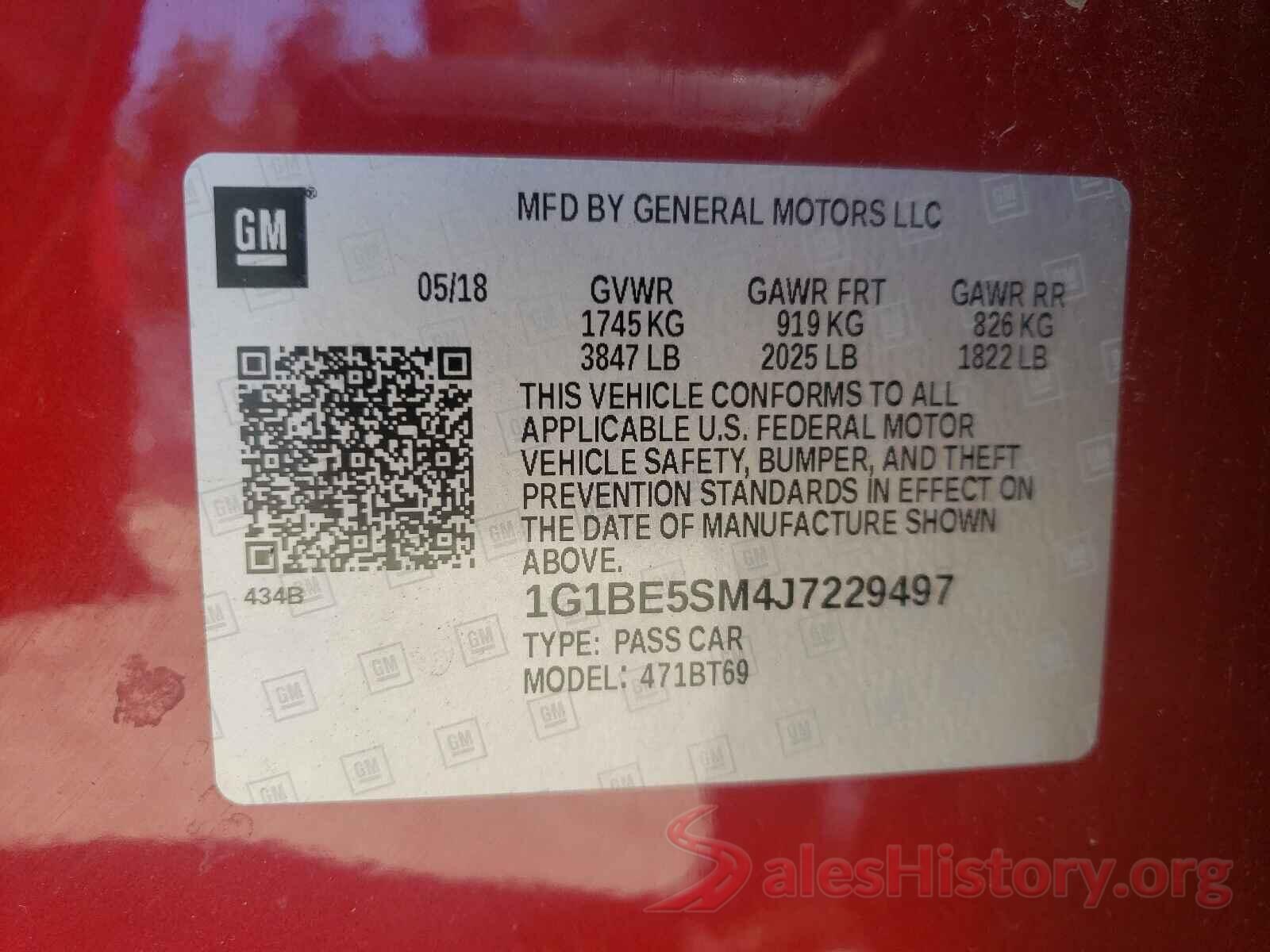 1G1BE5SM4J7229497 2018 CHEVROLET CRUZE