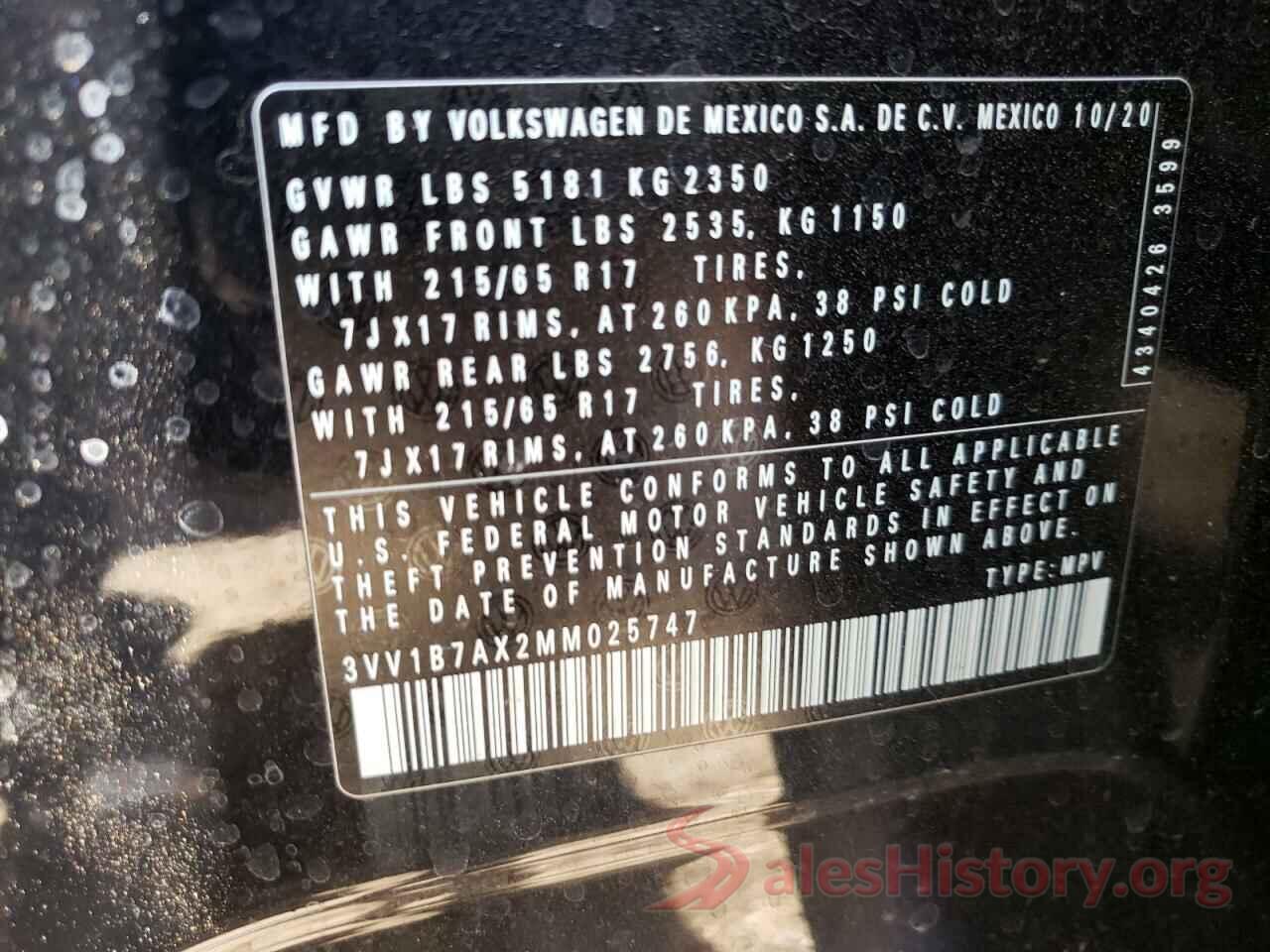 3VV1B7AX2MM025747 2021 VOLKSWAGEN TIGUAN