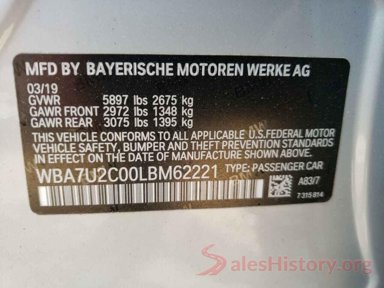 WBA7U2C00LBM62221 2020 BMW 7 SERIES