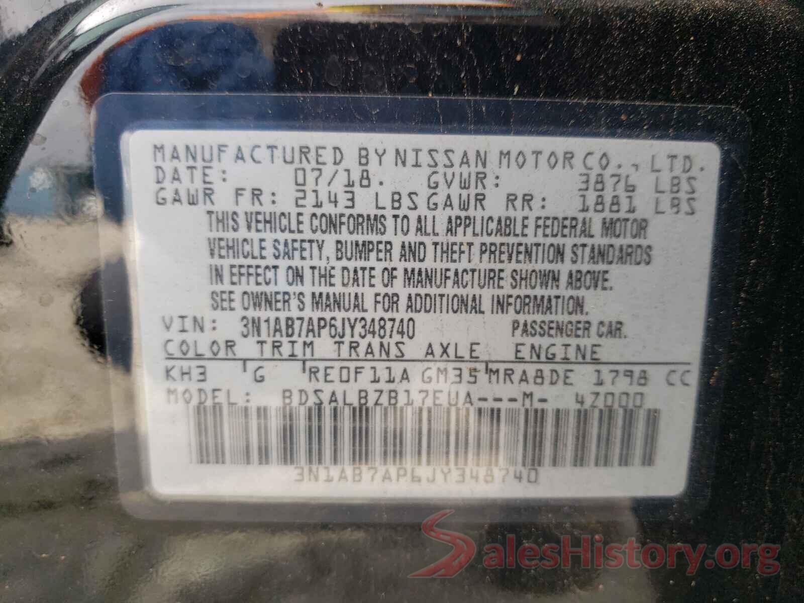 3N1AB7AP6JY348740 2018 NISSAN SENTRA