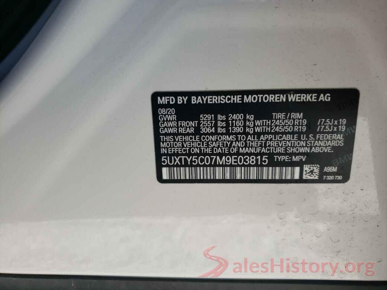 5UXTY5C07M9E03815 2021 BMW X3