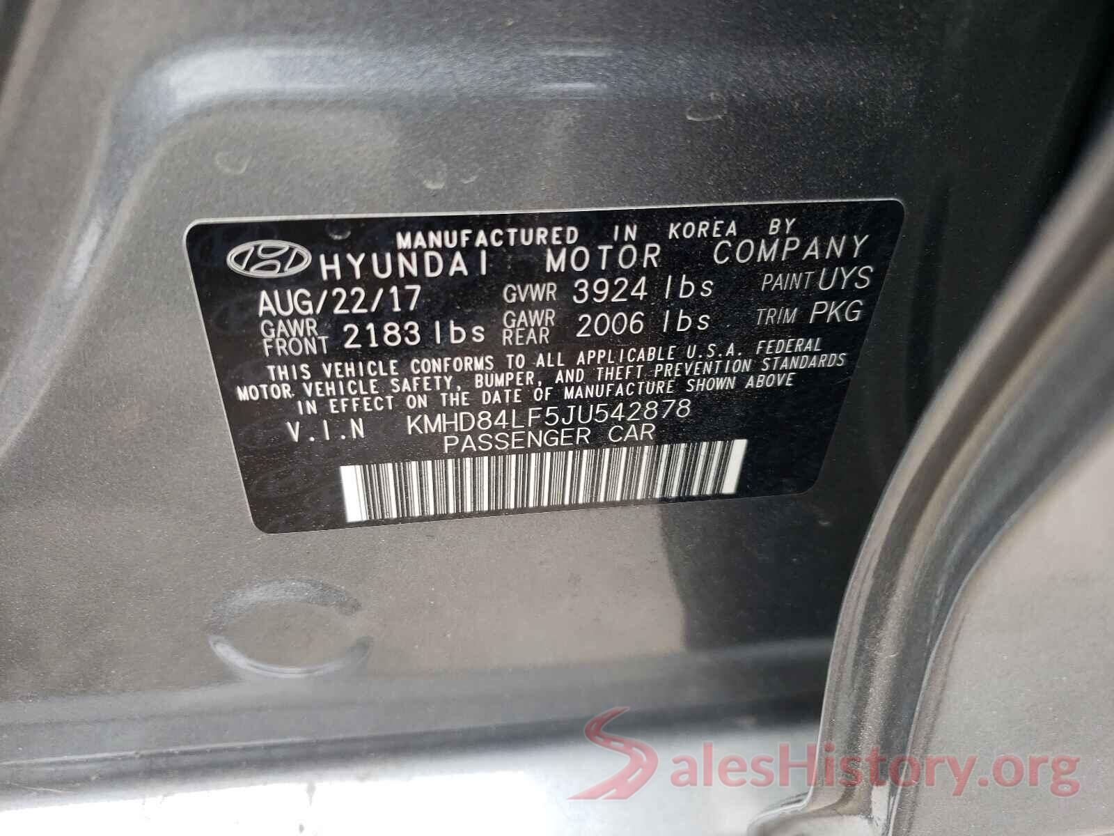 KMHD84LF5JU542878 2018 HYUNDAI ELANTRA