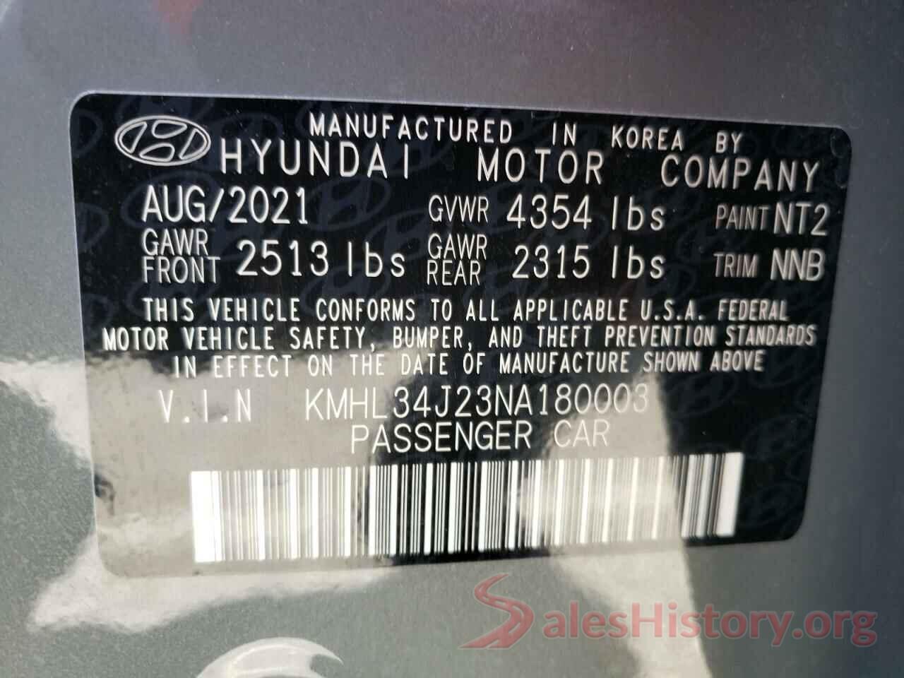 KMHL34J23NA180003 2022 HYUNDAI SONATA