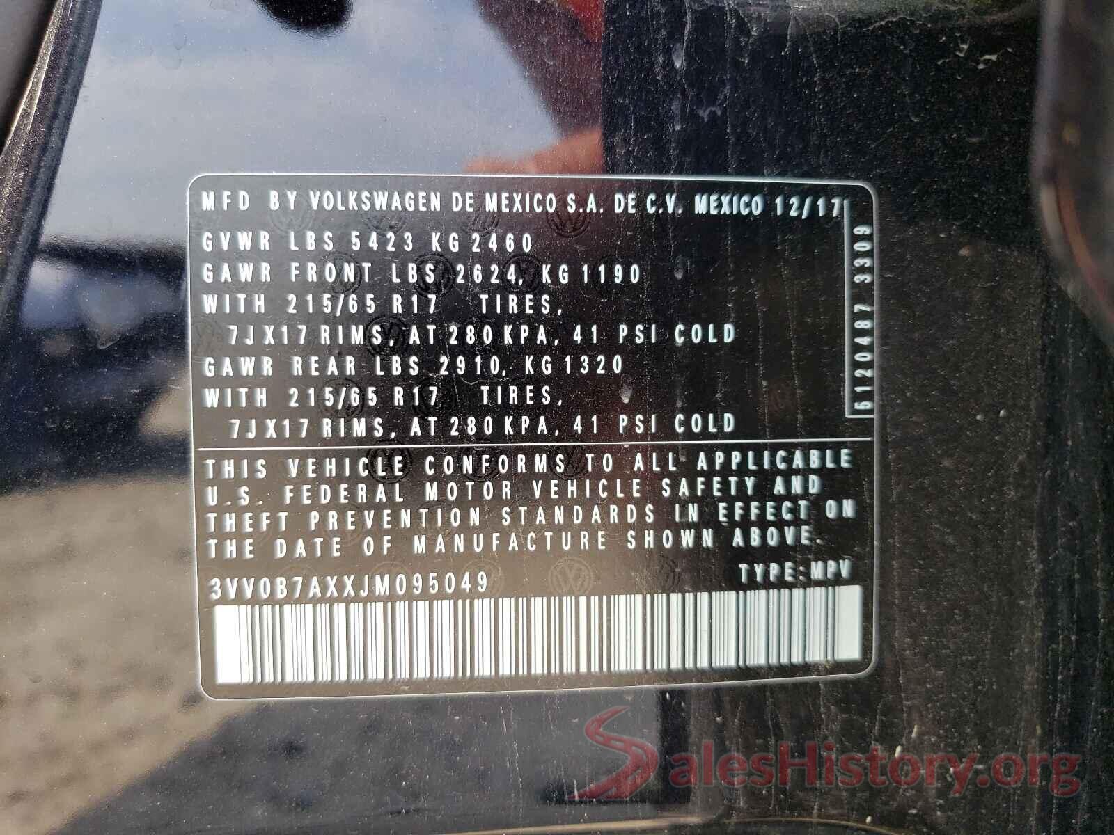 3VV0B7AXXJM095049 2018 VOLKSWAGEN TIGUAN