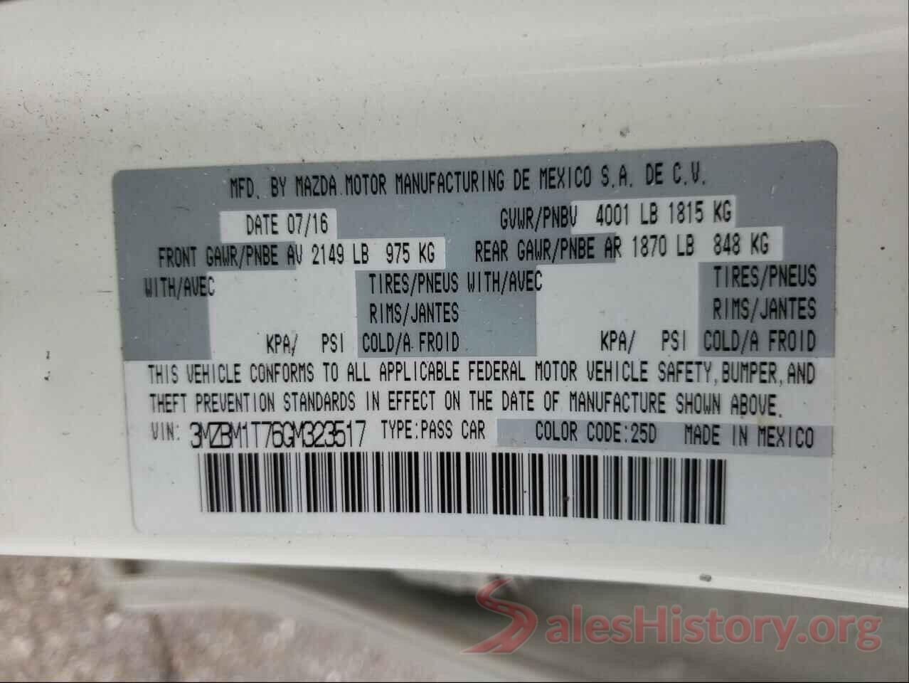 3MZBM1T76GM323517 2016 MAZDA 3