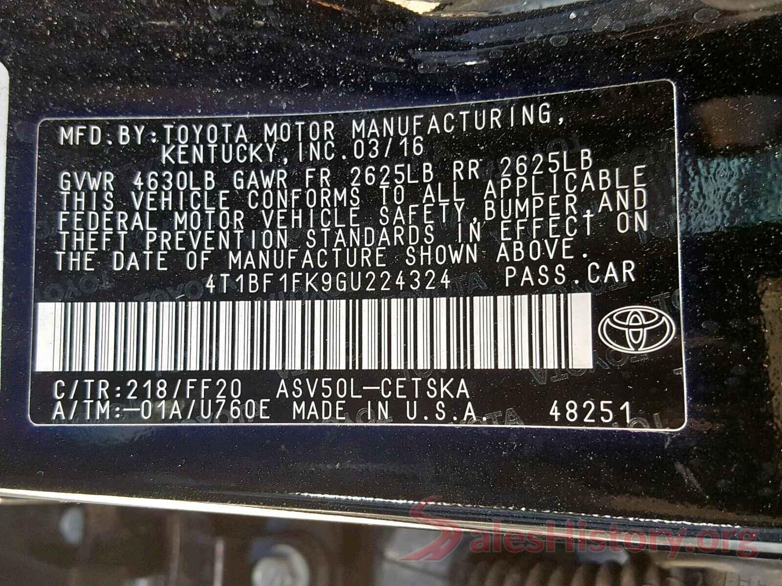 4T1BF1FK9GU224324 2016 TOYOTA CAMRY