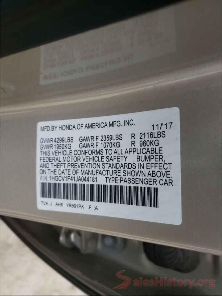 1HGCV1F41JA044181 2018 HONDA ACCORD