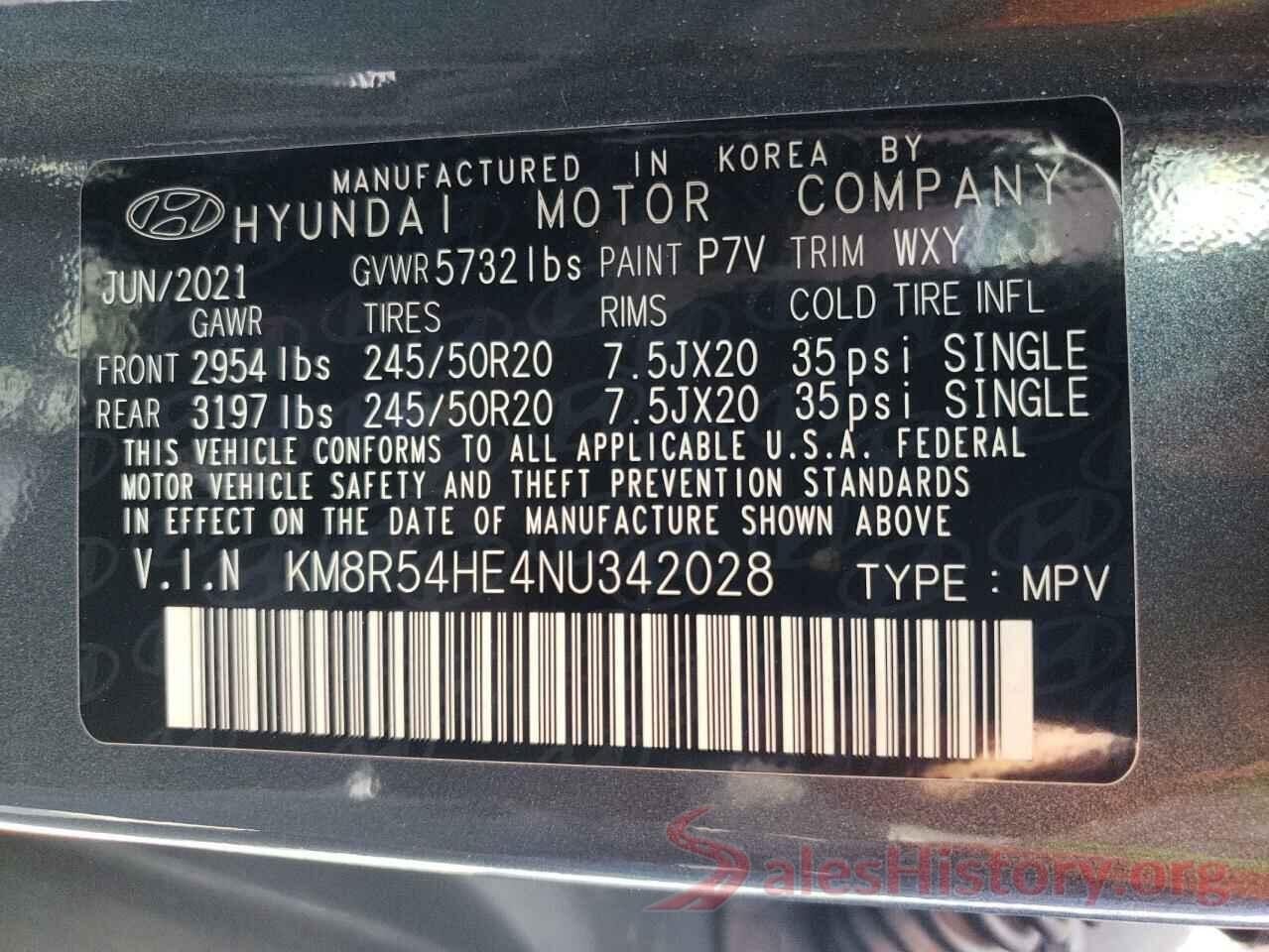 KM8R54HE4NU342028 2022 HYUNDAI PALISADE