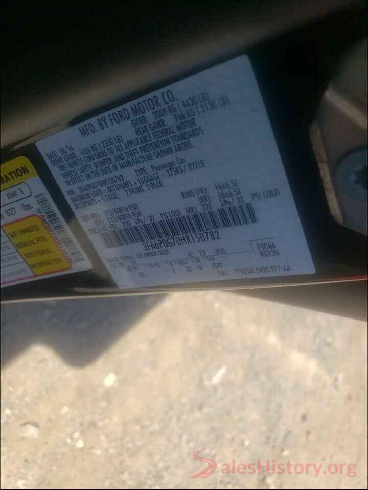 3FA6P0G70HR150782 2017 FORD FUSION