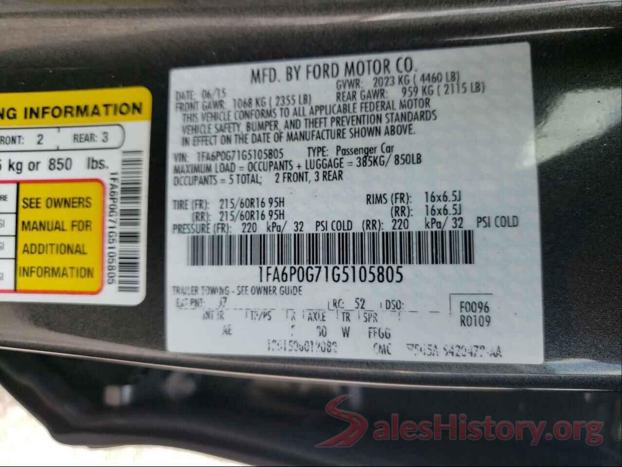 1FA6P0G71G5105805 2016 FORD FUSION