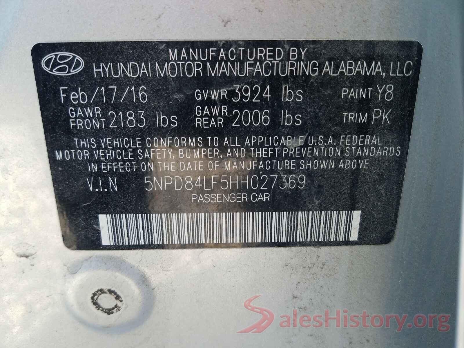 5NPD84LF5HH027369 2017 HYUNDAI ELANTRA