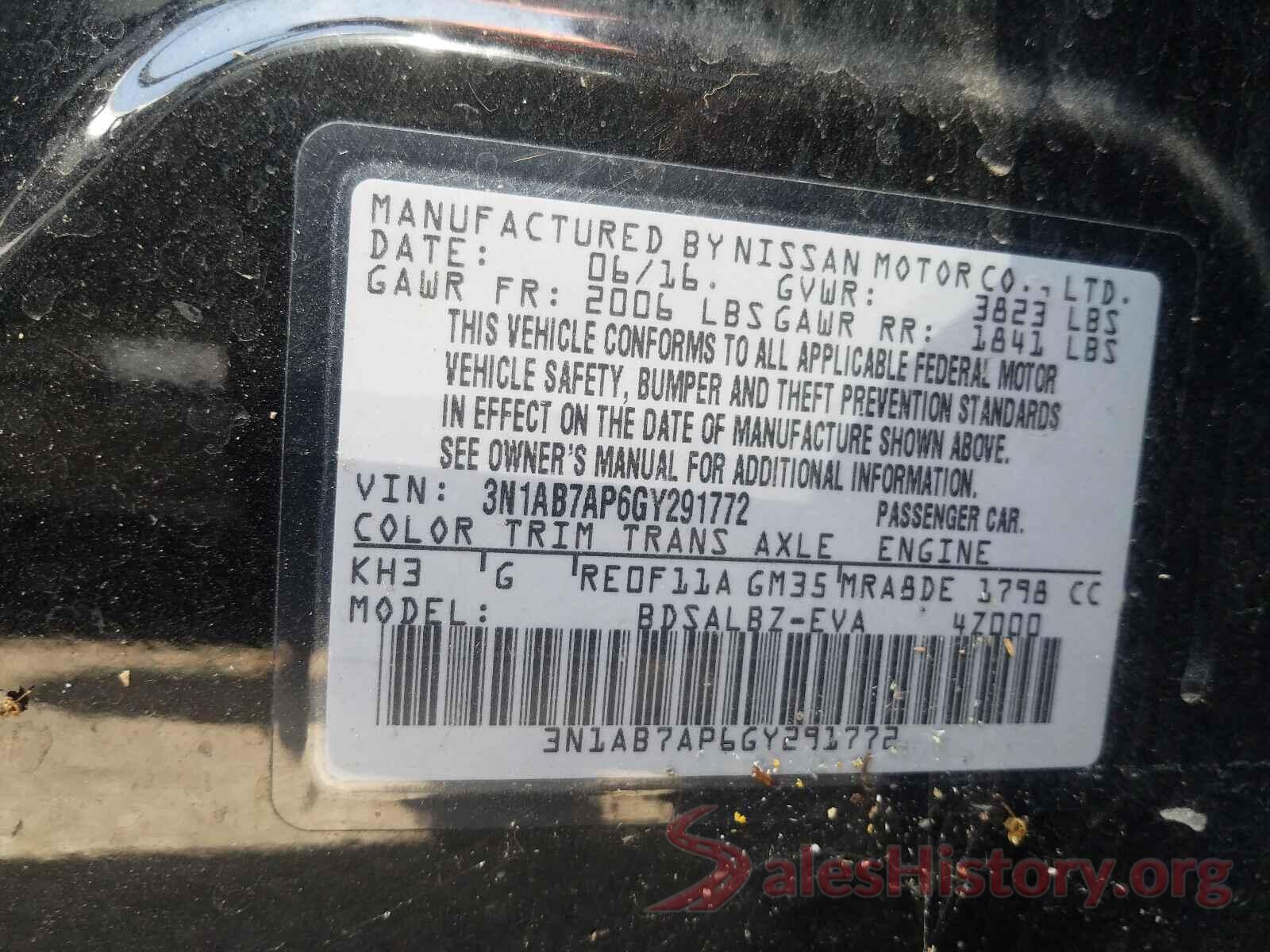 3N1AB7AP6GY291772 2016 NISSAN SENTRA