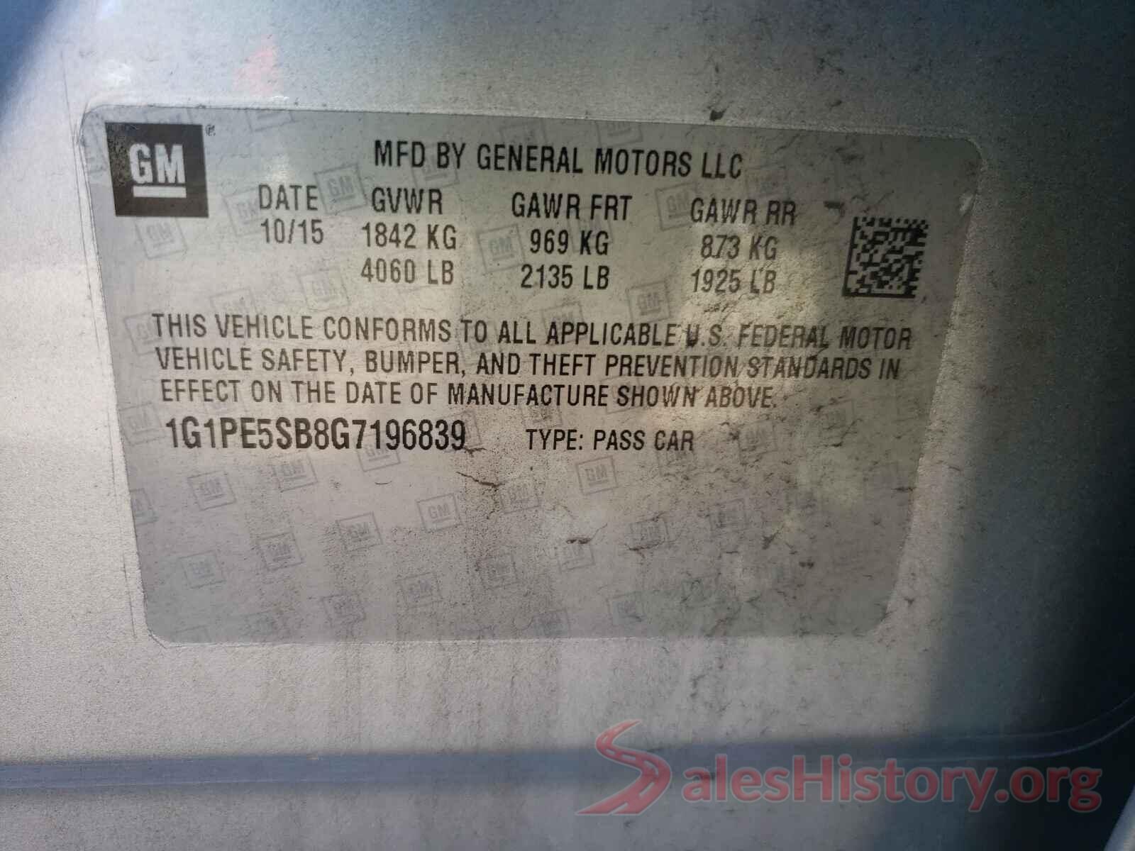 1G1PE5SB8G7196839 2016 CHEVROLET CRUZE