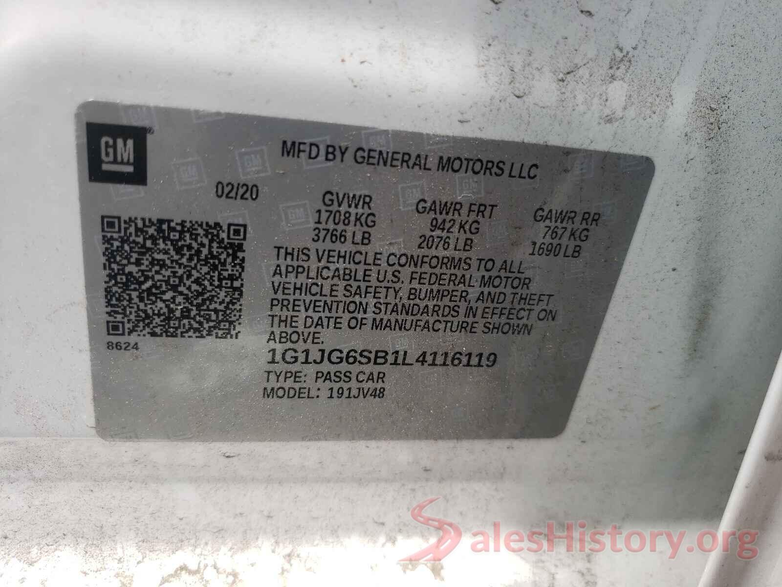 1G1JG6SB1L4116119 2020 CHEVROLET SONIC