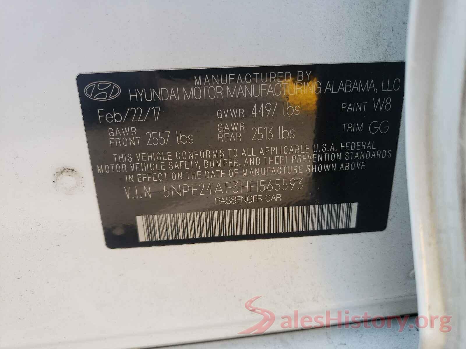 5NPE24AF3HH565593 2017 HYUNDAI SONATA