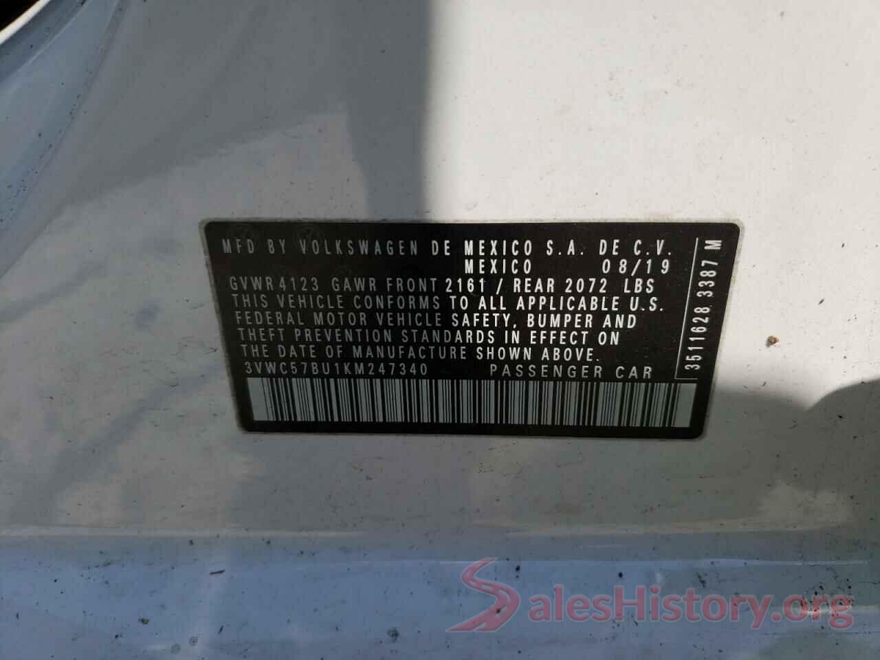 3VWC57BU1KM247340 2019 VOLKSWAGEN JETTA