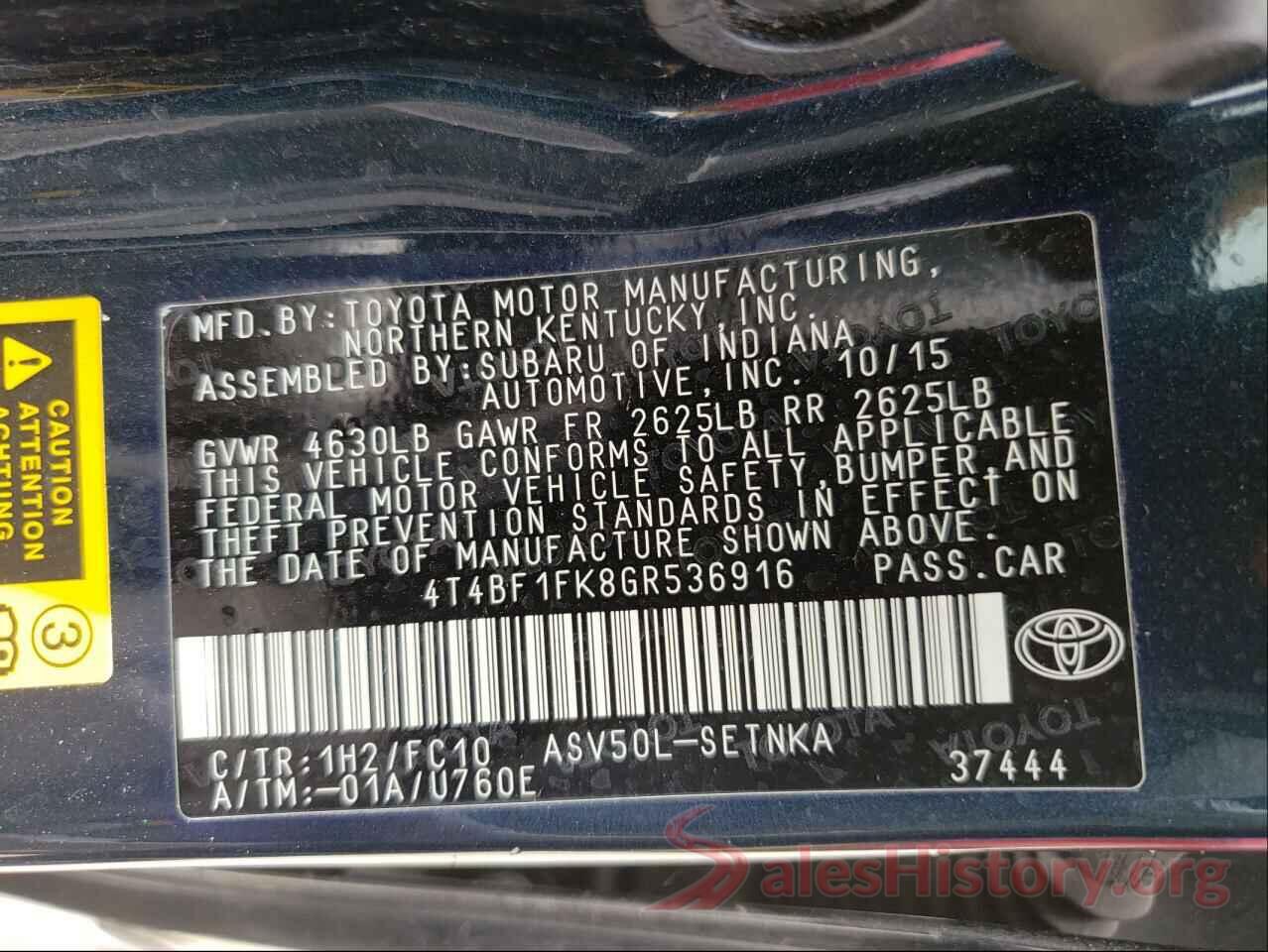 4T4BF1FK8GR536916 2016 TOYOTA CAMRY