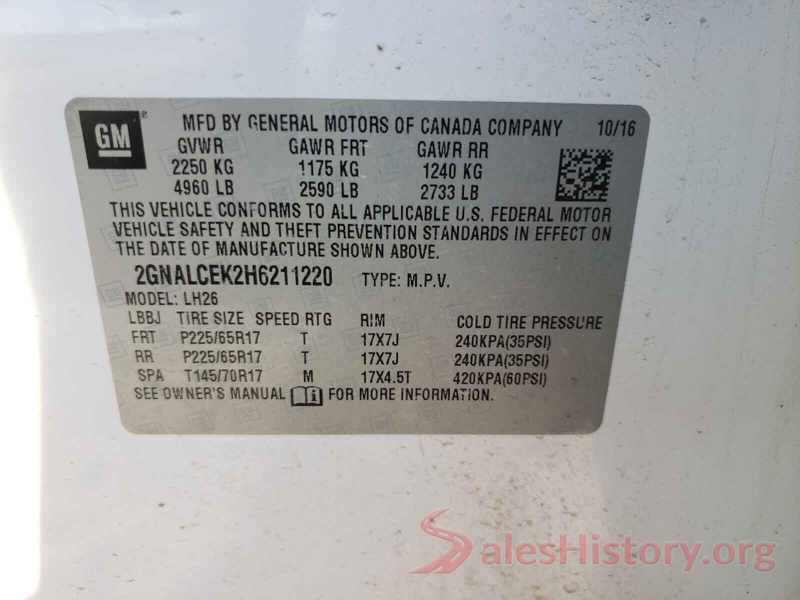 2GNALCEK2H6211220 2017 CHEVROLET EQUINOX