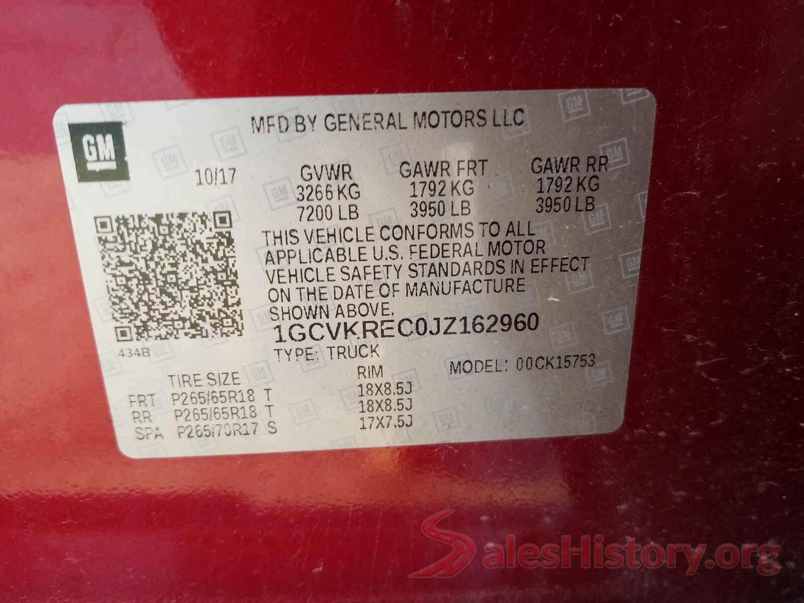 1GCVKREC0JZ162960 2018 CHEVROLET SILVERADO