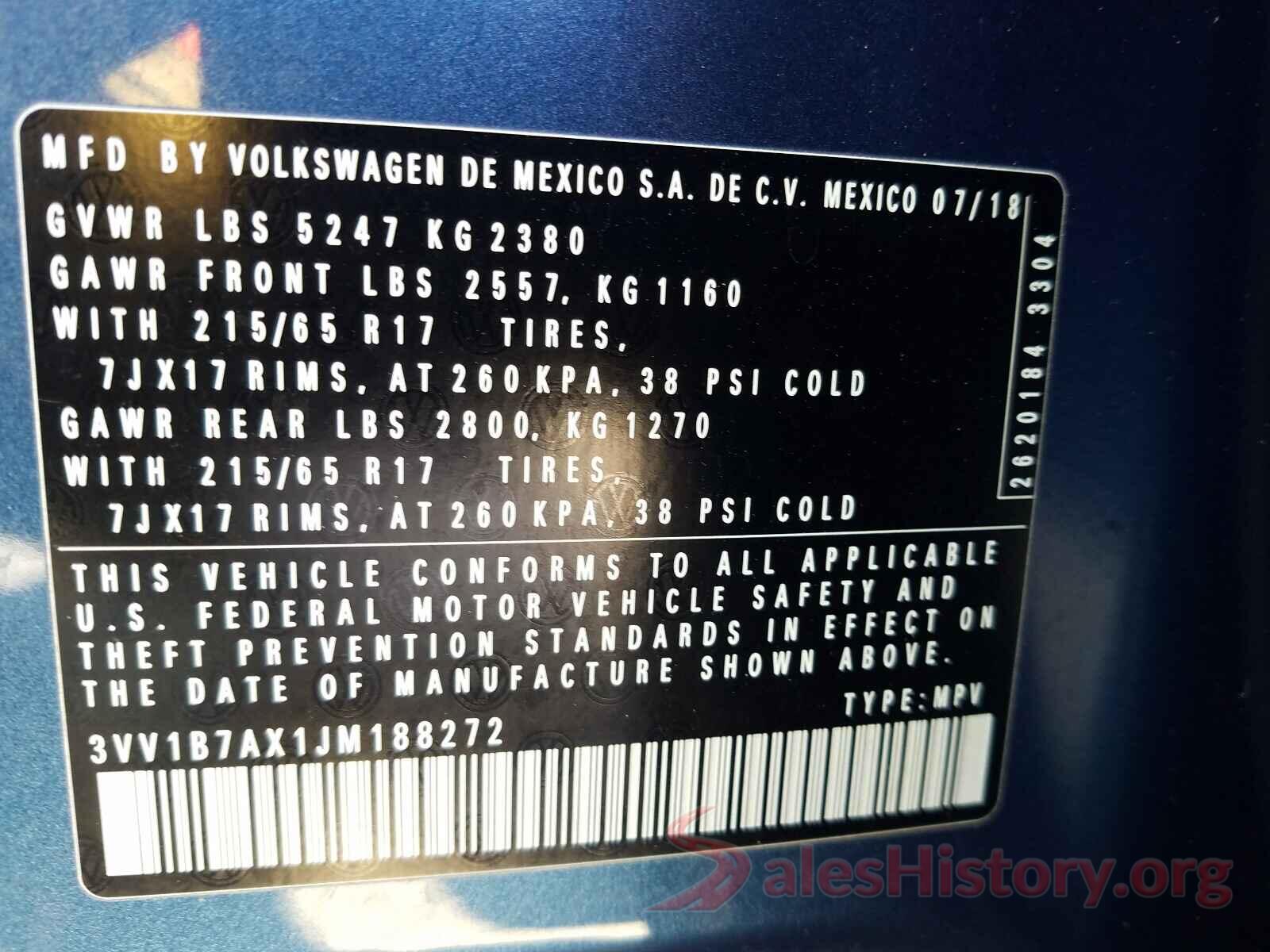 3VV1B7AX1JM188272 2018 VOLKSWAGEN TIGUAN