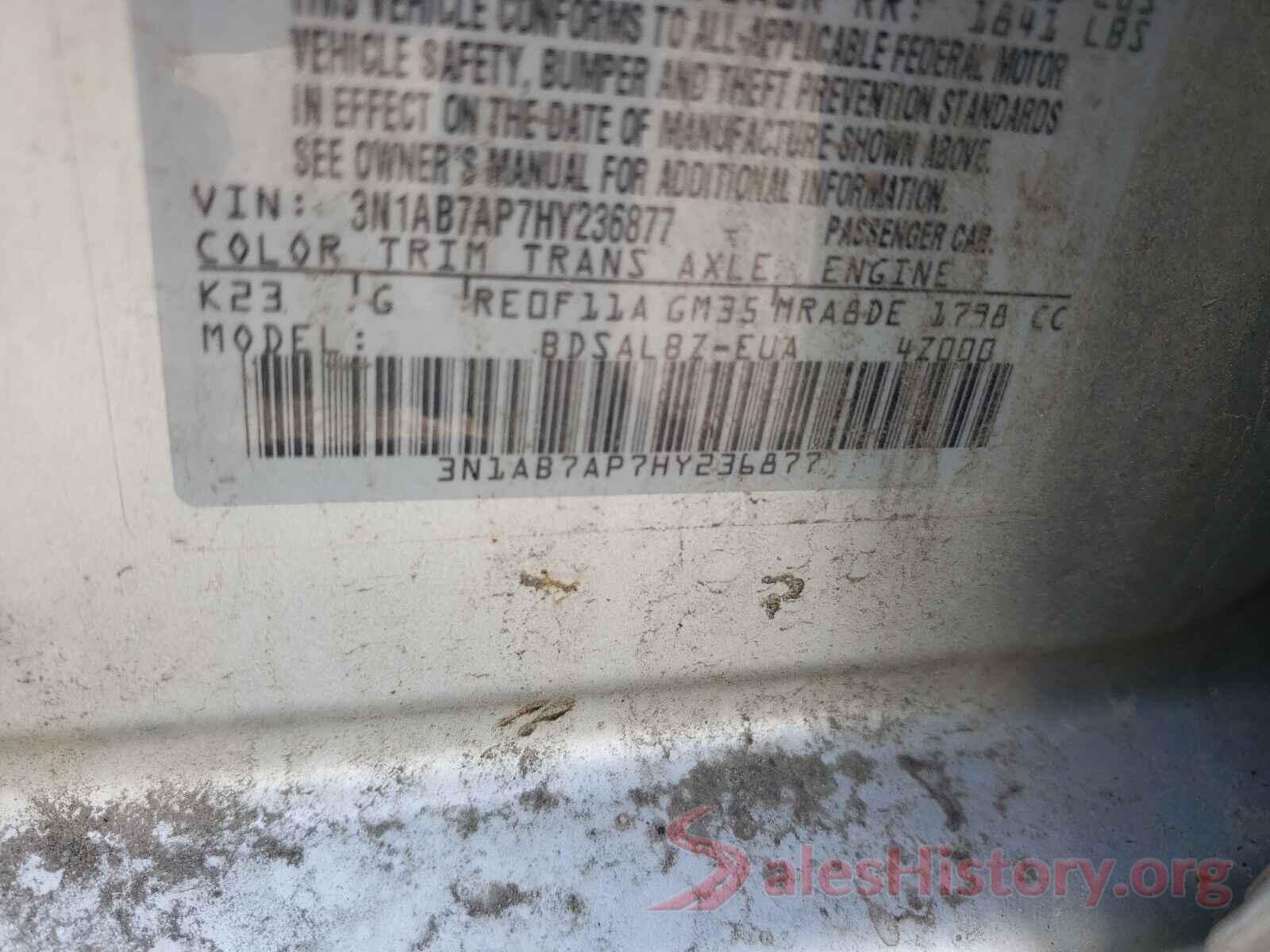 3N1AB7AP7HY236877 2017 NISSAN SENTRA